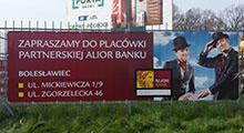 Banner dla Alior Bank. Został przez nas wydrukowany oraz zamontowany.